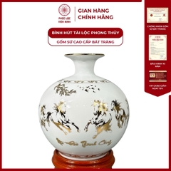Bình Hút Lộc Mã Đáo Thành Công Dán Decal Vàng Kim Gốm Sứ Bát Tràng - Phúc Lộc Viên Minh