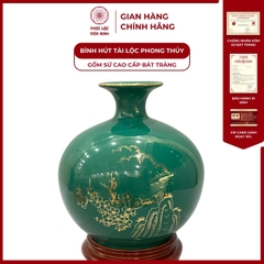 Bình Hút Lộc Mã Đáo Thành Công Dán Decal Vàng Kim Gốm Sứ Bát Tràng - Phúc Lộc Viên Minh