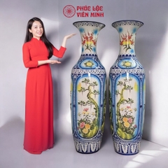 Đôi Lộc Bình Tứ Cảnh Men Màu Gốm Sứ Bát Tràng - Phúc Lộc Viên Minh - PL028