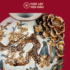 Mai Bình Công Danh Phú Quý Men Rạn Đắp Nổi Gốm Sứ Bát Tràng - Phúc Lộc Viên Minh