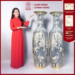 Đôi Lộc Bình Họa Tiết Tứ Cảnh Gốm Sứ Bát Tràng - Phúc Lộc Viên Minh - PL064