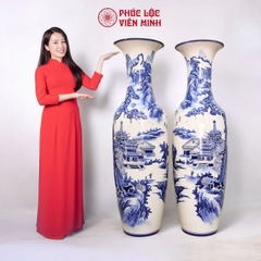 Đôi Lộc Bình Họa Tiết Đơn Cảnh Gốm Sứ Bát Tràng - Phúc Lộc Viên Minh - PL065
