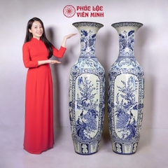 Đôi Lộc Bình Họa Tiết Tứ Cảnh Gốm Sứ Bát Tràng - Phúc Lộc Viên Minh - PL068