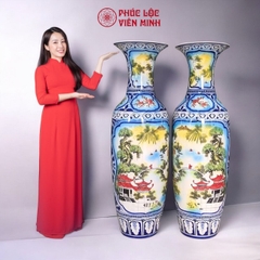 Đôi Lộc Bình Họa Tiết Vẽ Màu Gốm Sứ Bát Tràng - Phúc Lộc Viên Minh - PL069