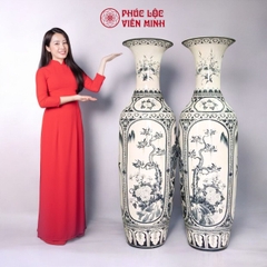 Đôi Lộc Bình Họa Tiết Tứ Cảnh Gốm Sứ Bát Tràng - Phúc Lộc Viên Minh - PL071