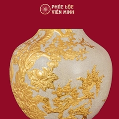 Tỏi Công Danh Phú Quý 40cm Men Rạn Dát Vàng Gốm Sứ Bát Tràng - Phúc Lộc Viên Minh