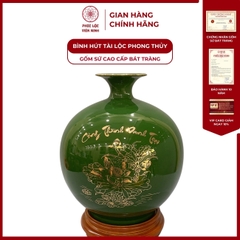 Bình Hút Lộc Công Thành Danh Toại Dán Decal Vàng Kim Gốm Sứ Bát Tràng - Phúc Lộc Viên Minh