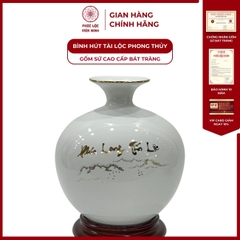 Bình Hút Lộc Phúc Long Tấn Lộc Dán Decal Vàng Kim Gốm Sứ Bát Tràng - Phúc Lộc Viên Minh