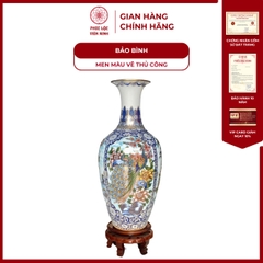 Bảo Bình Men Màu Tứ Cảnh Gốm Sứ Bát Tràng - Phúc Lộc Viên Minh - PL1534