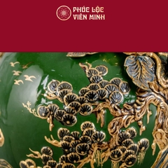 Mai Bình Công Danh Phú Quý Men Xanh Bộ Đội Vẽ Vàng Gốm Sứ Bát Tràng - Phúc Lộc Viên Minh