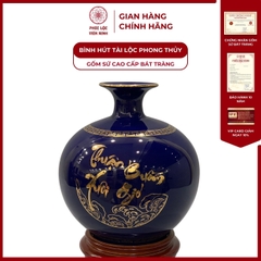 Bình Hút Lộc Thuận Buồm Xuôi Gió Dán Decal Vàng Kim Gốm Sứ Bát Tràng - Phúc Lộc Viên Minh