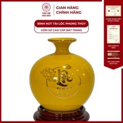 Bình Hút Lộc Chim Trĩ Lộc Dán Decal Vàng Kim Gốm Sứ Bát Tràng - Phúc Lộc Viên Minh
