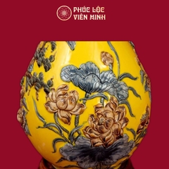 Tỳ Bà Phú Quý Trường Xuân 45cm Men Vàng Gốm Sứ Bát Tràng - Phúc Lộc Viên Minh