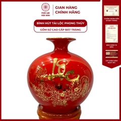 Bình Hút Lộc Chữ Phúc Lộc Dán Decal Vàng Kim Gốm Sứ Bát Tràng - Phúc Lộc Viên Minh