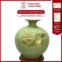 Bình Hút Lộc Phúc Lộc Khang Ninh Vẽ Vàng Kim Gốm Sứ Bát Tràng - Phúc Lộc Viên Minh