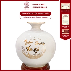 Bình Hút Lộc Thuận Buồm Xuôi Gió Dán Decal Vàng Kim Gốm Sứ Bát Tràng - Phúc Lộc Viên Minh