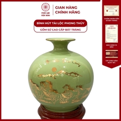 Bình Hút Lộc Mã Đáo Thành Công Dán Decal Vàng Kim Gốm Sứ Bát Tràng - Phúc Lộc Viên Minh