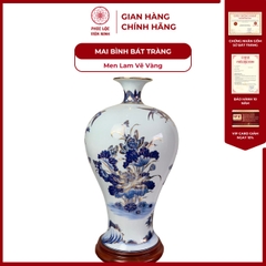 Mai Bình Bát Tràng Men Lam Vẽ Thủ Công - Phúc Lộc Viên Minh - PLMB0004