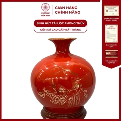 Bình Hút Lộc Mã Đáo Thành Công Dán Decal Vàng Kim Gốm Sứ Bát Tràng - Phúc Lộc Viên Minh