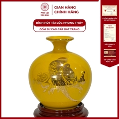 Bình Hút Lộc Chim Trĩ Lộc Dán Decal Vàng Kim Gốm Sứ Bát Tràng - Phúc Lộc Viên Minh