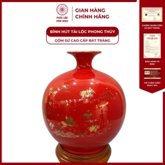 Bình Hút Lộc Thuận Buồm Xuôi Gió Dán Decal Vàng Kim Gốm Sứ Bát Tràng - Phúc Lộc Viên Minh