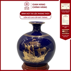 Bình Hút Lộc Thuận Buồm Xuôi Gió Dán Decal Vàng Kim Gốm Sứ Bát Tràng - Phúc Lộc Viên Minh