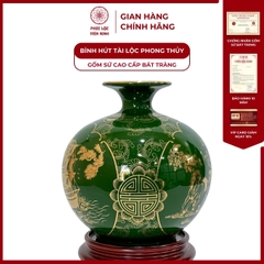Bình Hút Lộc Nhị Cảnh Thuận Buồm Xuôi Gió, Mã Đáo Thành Công Dán Decal Vàng Kim Gốm Sứ Bát Tràng - Phúc Lộc Viên Minh