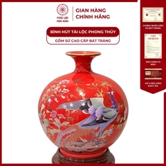 Bình Hút Lộc Chữ Tài Lộc Dán Decal Vàng Kim Gốm Sứ Bát Tràng - Phúc Lộc Viên Minh - PLVM161