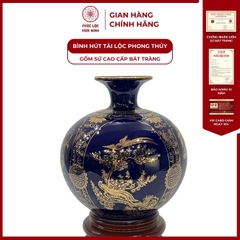 Bình Hút Lộc Tứ Cảnh Decal Vàng Kim Gốm Sứ Bát Tràng - Phúc Lộc Viên Minh