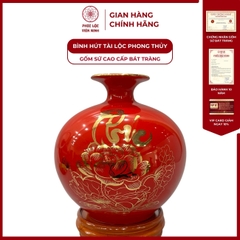 Bình Hút Lộc Chữ Phúc Lộc Dán Decal Vàng Kim Gốm Sứ Bát Tràng - Phúc Lộc Viên Minh