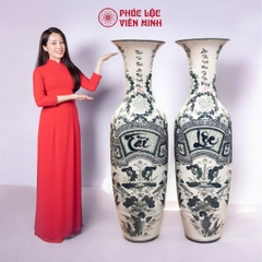 Đôi Lộc Bình Cao Tài Lộc Gốm Sứ Bát Tràng - Phúc Lộc Viên Minh - PL029
