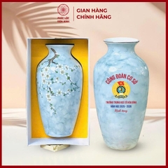 Bình Hoa In Logo Cao Cấp Gốm Sứ Bát Tràng - Phúc Lộc Viên Minh - LD031