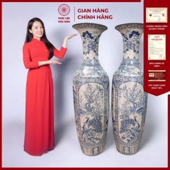 Đôi Lộc Bình Tứ Cảnh Gốm Sứ Bát Tràng - Phúc Lộc Viên Minh - PL030