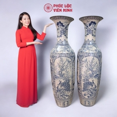 Đôi Lộc Bình Tứ Cảnh Gốm Sứ Bát Tràng - Phúc Lộc Viên Minh - PL030