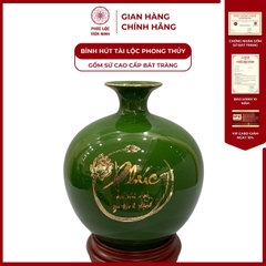 Bình Hút Lộc Song Ngư Vọng Nguyệt Dán Decal Vàng Kim Gốm Sứ Bát Tràng - Phúc Lộc Viên Minh