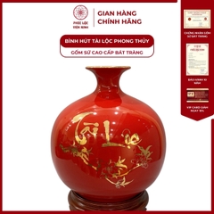 Bình Hút Lộc Chim Công Tài Lộc Dán Decal Vàng Kim Gốm Sứ Bát Tràng - Phúc Lộc Viên Minh