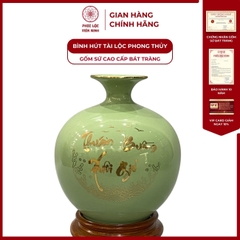Bình Hút Lộc Thuận Buồm Xuôi Gió Dán Decal Vàng Kim Gốm Sứ Bát Tràng - Phúc Lộc Viên Minh