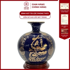 Bình Hút Lộc Tứ Cảnh Phúc Đức Tài Lộc Decal Vàng Kim Gốm Sứ Bát Tràng - Phúc Lộc Viên Minh