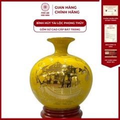 Bình Hút Lộc Nhị Cảnh Thuận Buồm Xuôi Gió, Tài Lộc Dán Decal Vàng Kim Gốm Sứ Bát Tràng - Phúc Lộc Viên Minh