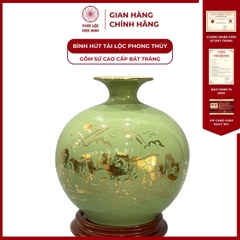 Bình Hút Lộc Mã Đáo Thành Công Dán Decal Vàng Kim Gốm Sứ Bát Tràng - Phúc Lộc Viên Minh