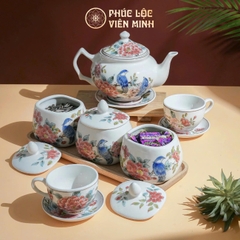 Bộ Hũ Mứt Họa Tiết Phù Dung Gốm Sứ Bát Tràng - Phúc Lộc Viên Minh - PL004