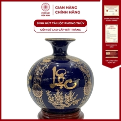 Bình Hút Lộc Tứ Cảnh Phúc Đức Tài Lộc Decal Vàng Kim Gốm Sứ Bát Tràng - Phúc Lộc Viên Minh