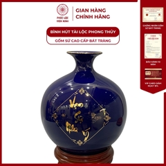 Bình Hút Lộc Vạn Sự Như Ý Dán Decal Vàng Kim Gốm Sứ Bát Tràng - Phúc Lộc Viên Minh