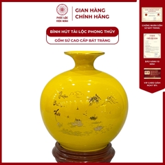 Bình Hút Lộc Thuận Buồm Xuôi Gió Dán Decal Vàng Kim Gốm Sứ Bát Tràng - Phúc Lộc Viên Minh