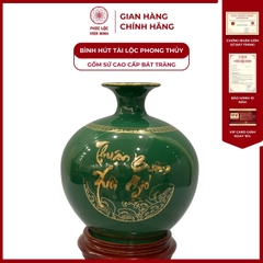 Bình Hút Lộc Thuận Buồm Xuôi Gió Dán Decal Vàng Kim Gốm Sứ Bát Tràng - Phúc Lộc Viên Minh