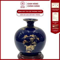 Bình Hút Lộc Thuận Buồm Xuôi Gió Dán Decal Vàng Kim Gốm Sứ Bát Tràng - Phúc Lộc Viên Minh