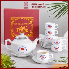 Bộ Ấm Chén In Logo Gốm Sứ Bát Tràng - Phúc Lộc Viên Minh - LD008