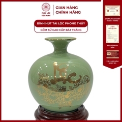 Bình Hút Lộc Chữ Phúc Lộc Dán Decal Vàng Kim Gốm Sứ Bát Tràng - Phúc Lộc Viên Minh