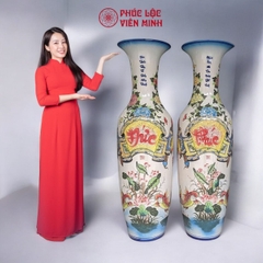 Đôi Lộc Bình Phúc Đức Gốm Sứ Bát Tràng - Phúc Lộc Viên Minh - PL032