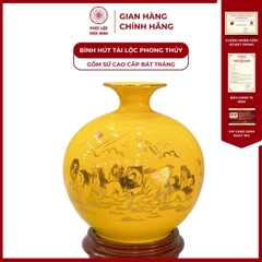 Bình Hút Lộc Mã Đáo Thành Công Dán Decal Vàng Kim Gốm Sứ Bát Tràng - Phúc Lộc Viên Minh
